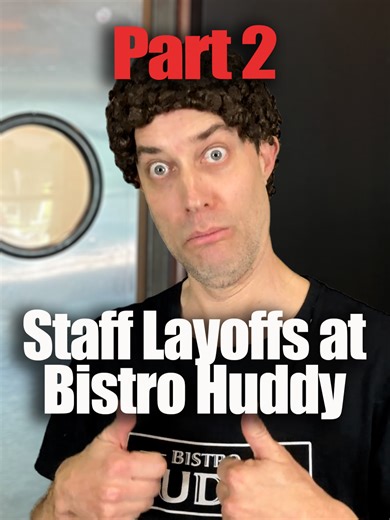 [Staff Layoffs at Bistro Huddy, Part 2] Sounds like Aaron might be the best server there. Just ask him. (co-write w/ @andrea.kelley) #bistrohuddy #restaurantcomedy #layoffs #commentcards #serverlife