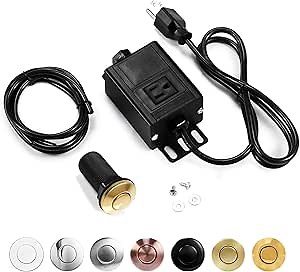 CLEESINK Garbage Disposal Air Switch Kit, Sink Top Waste Disposer On/Off with Aluminum Alloy Power Module, LONG Polished Gold