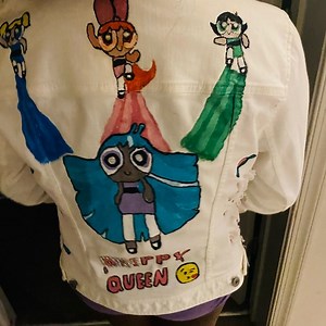Hand painted power puff girls denim jacket