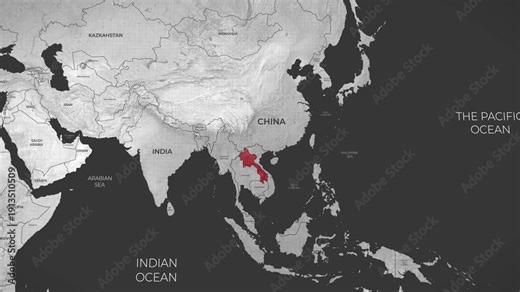 Detailed map highlighting the precise geographical location of the country Laos within Southeast Asia