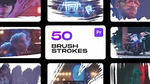 AT013-50种精美笔刷涂抹遮罩边框动画 Brushstrokes for Premiere Pro - 韬客AE
