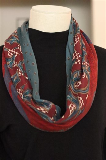 Red & Blue 100% Pure Silk Elegant Handcrafted Infinity Scarf - Etsy