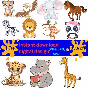 Jungle Safari Animal Clipart Bundle: PNG, SVG, JPG (digital Download) - Etsy
