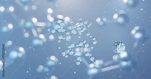 Calcium Alginate, rotating 3D model of e404, seamless looped video, molecular structure with selective focus
