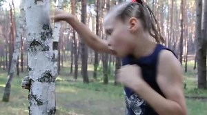 Wow, check out 8 year old Evnika Saadvakass put hands on this tree 👊🏼 Great to see a young talent training in combat sports #boxing | Cody "No Love" Garbrandt