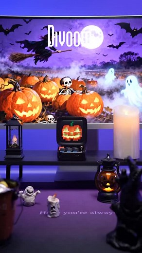 Basic Halloween? No way—Divoom Ditoo Pro adds fun function! Who’s leveling up their holiday? 👻#divoom #techlife #giftbaskets #desksetup #pixelart #speaker #helloween #spooky | Divoom Global