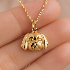 Gold Shih Tzu Charm Necklace Yellow Gold Dog Pendant Shih Tzu Necklace Solid Gold Minimalist Dog Charm Dainty Shih Tzu Jewelry - Etsy