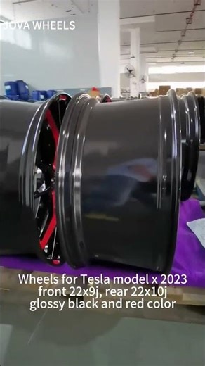 Manufacture colored paint wheels for Tesla model x 2023, 22 inch black and red wheels for sale