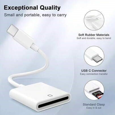 1-2 pezzi Lettore di schede ad alta velocità USB3.0 2-in-1 ad alto rapporto qualità-prezzo, slot per schede TF/SD compatibile, connessione diretta OTG plug and play, compatibile con dispositivi Apple serie 17/16/15, Android e fotocamere, esportazione rapida di foto e video, trasferimento istantaneo di file di ufficio, espansione della memoria del telefono per lo streaming | SHEIN