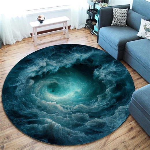 3D Vortex Round Rug, Ocean Water Whirlpool Design - Etsy