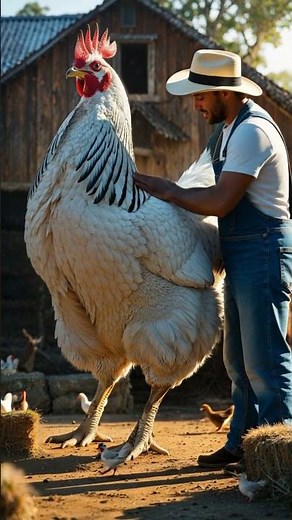 Giant Colombian Light Brahma Chicken with Proud Farmer!