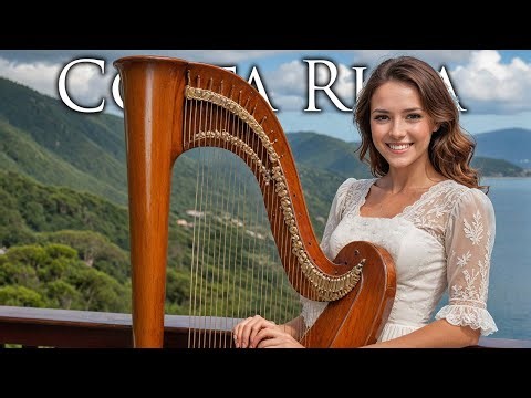 Heavenly Harp Music 😌 4k Costa Rica Scenic Relaxation