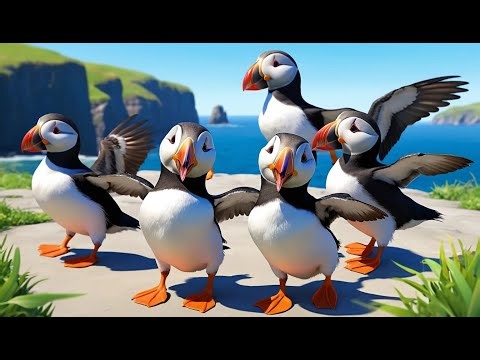 Five Little Puffins Flap Flap Flap | Bird Counting Song & Nursery Rhymes