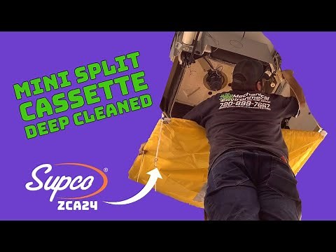 How to clean a Mitsubishi mini split ceiling cassette, using the Supco-ZCA24 Mini Split Catch-All