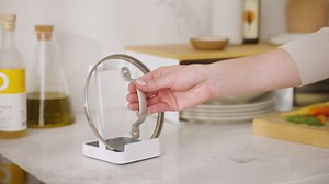 Yamazaki Home Tower Lid & Ladle Stand - Large, Kitchen Stand For Utensils, Lids, And Cookbooks, Heat-Resistant Kitchen Stand - Steel