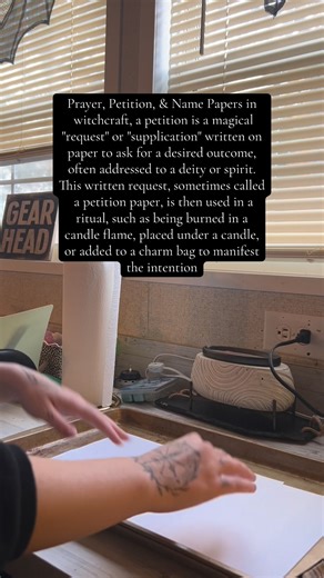 let’s make petition paper using coffee! — Prayer, Petition, & Name Papers in witchcraft, a petition is a magical "request" or "supplication" written on paper to ask for a desired outcome, often addressed to a deity or spirit. This written request, sometimes called a petition paper, is then used in a ritual, such as being burned in a candle flame, placed under a candle, or added to a charm bag to manifest the intention — #witchcraft #witchtips #manifestation #spellwork #petitionpaper | The Baked 