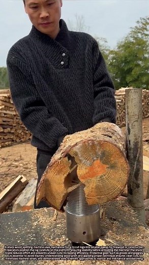 Efficient and Safe Log Splitting Using a Sharp Mechanical Wood-Cutting Machine