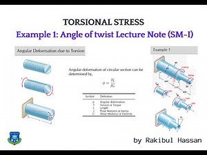 Torsional Stress (Example-1: Angle of twist/Angular deformation): Solid Mechanics-1 (SM-1)