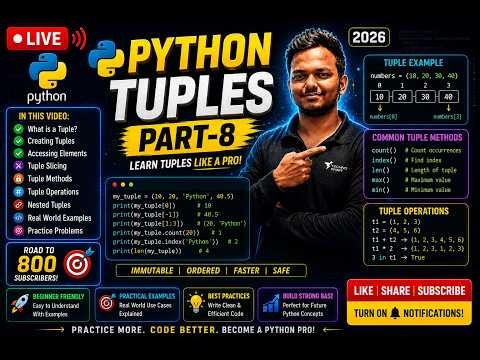 🐍Python Tuples | Python Tutorial for Beginners | Part 8 #coding #python #trending #programming #live