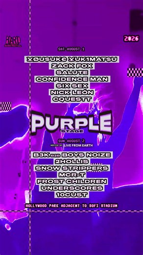 HARD Summer 2026 Purple Stage Lineup
