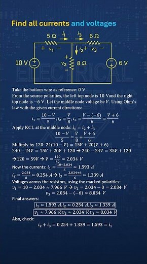 Circuit Analysis Part 78 | Find All Currents and Voltages Fast! #shorts