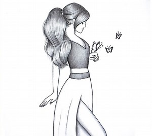 How to draw a Beautiful Girl With Butterfly || Pencil Sketch for Beginners || Girl drawing | Drawingneelu