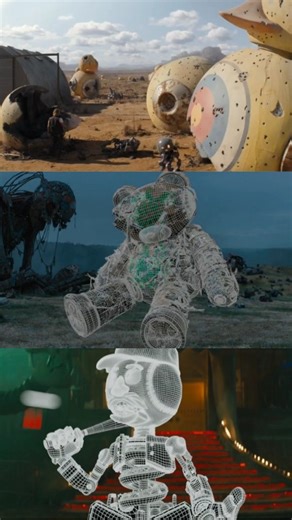 Vfxexpress on Instagram: "The Electric State | VFX Breakdown by Digital Domain As the lead VFX vendor, Digital Domain brought The Electric State to life with over 850 visually stunning shots. They designed and animated emotional CG characters like Cosmo, Herman, Mr. Peanut, and The Marshall, while crafting immersive environments — from a robot-packed mall to eerie amusement parks and expansive desert wastelands. This breakdown showcases their masterful blend of storytelling and technology, makin