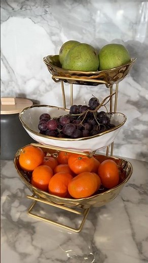 3-tier fruit basket for pretty counter storage. Shop my AMZ Idealist: Kitchen Organization Ideas