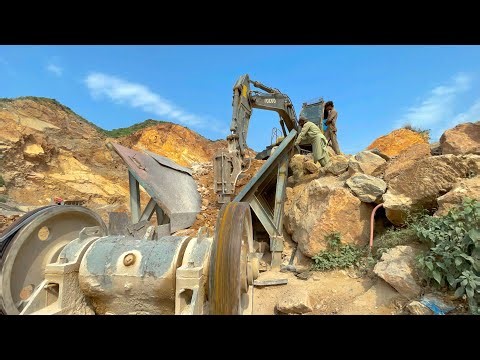 Full 4K Process Video: Incredible Work By Quarry Rock Jaw Crusher Machine| Big Rock Crusher