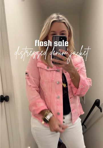 Pink Distressed Denim Jacket for Effortless Spring Style