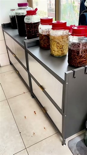 欧奈斯ONNAIS厨房多功能置物架落地置物柜收纳用具餐边柜橱柜微波炉储物收纳柜 【3层】长50*深35*高80cm