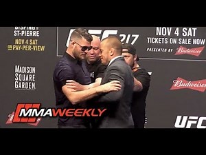 Georges St-Pierre Shoves Michael Bisping at UFC 217 Face-Offs
