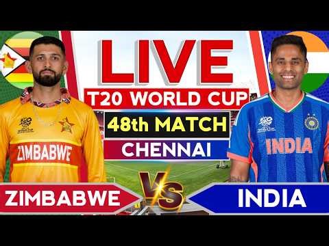 🔴Live - India vs Zimbabwe T20 WC 48th T20 | Cricket Score & Commentary,T20 WC Live | Ind vs Zim Live