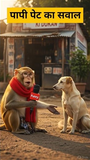 पापी पेट का सवाल 😂😍🤣#interview #funny #dogtalk #comedyshow #comedy #shorts #monkey