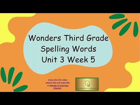 Wonders 3rd Grade Spelling Words Unit 3 Week 5