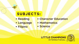 🐝🏆Little Champions International is NOW accepting Kindergarten Enrollees for SY 2022-2023! 🐝🏆 💡 RESERVE NOW for Only Php 2,999!! 💡 or Enroll in full payment and get a 20% discount! LC KINDERGARTEN PROGRAM Includes: ✏️Toddler Zumba ✏️Toddler Tycoon ✏️Numeracy ✏️Theme-based Lessons ✏️Story Telling ✏️LC Cookery Class ✏️ESL (English Classes) ✏️Art & Crafts ✏️Music and Movement Class ✏️Virtual Graduation & Recognition ✏️Ready to print worksheets & materials are provided Our Kindergarten LEARNIN