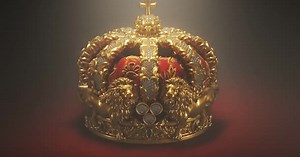 Royal vintage golden crown with cross and lions Symbolizing monarchy and kingdom