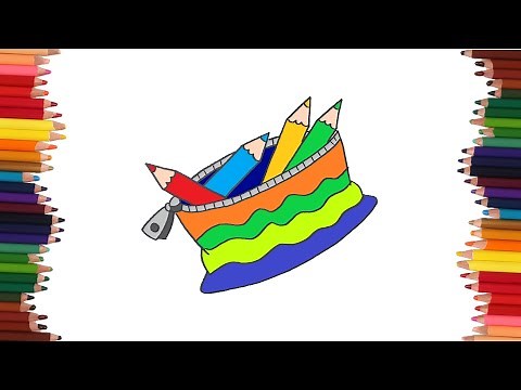 como dibujar una cartuchera facil | Dibujos faciles