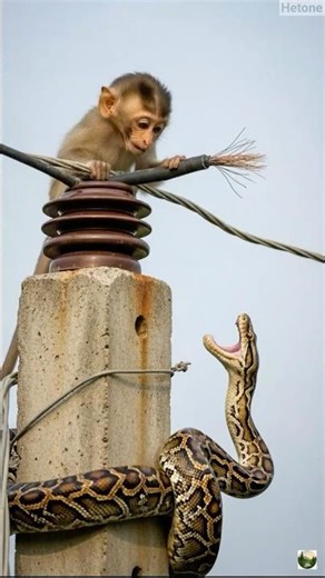 baby monkey uses electricity to rescue itself