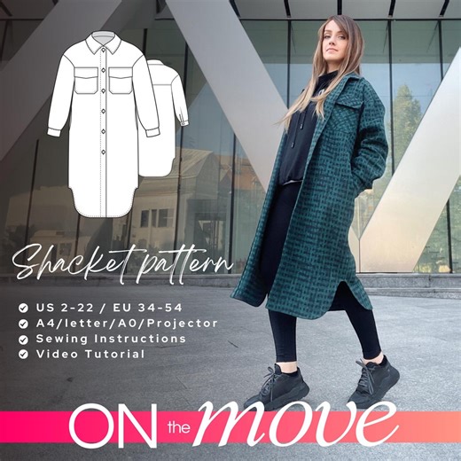 Fallon Shacket Sewing Pattern: Wool Coat Overshirt (PDF Pattern) - Etsy Canada