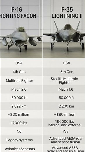 F-16 vs. F-35: a generational leap in hydra jet technology #fighterjet #lockheedmartin #aviation
