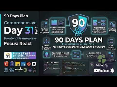 🔥 Day 31 Part 2 - 90 Days Full Stack Challenge| React Components, Functional, Class & Fragments 🚀