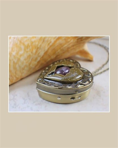 Angel Wing Music Box Locket with Amethyst.