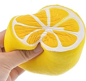 Jumbo squishies by Gyoby - Super Soft Squishy Toys Slow Rising Lemon Fruit Anti Stress Fidget - Stress Reliever Squeeze - Soft and Cute Squishies Toy - Squishy Kawaii - for Kids and Adults (Yellow)