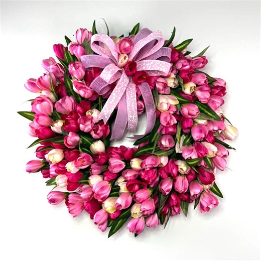 Pink Tulip Wreath , Spring Tulip Grapevine, Easter Door Decor, Mother's Day Gift - Etsy