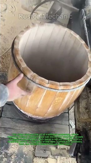 Crafting Wine Barrel with Precision: Work Tool Traditional Wooden Barrel Assembly with Precision