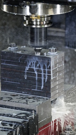Drilling through 10 stacked plates in a single pass with L/D = 8 drill! 🌀💥 #shorts #cnc #machine