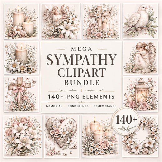 Mega Kondoleans- och Minnesklipppaket PNG - 140 Designs för Begravningskort - Kondoleansbrev och Minnesbrev - Etsy Sverige