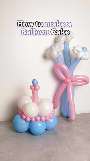 Let’s create a balloon cake! Inflate five 5-inch balloons of one color and tie them into a cluster. Add another cluster of five balloons in a different color. Then, create a candle with a 260 balloon and attach it to the base. Finish with a pearl decoration. Now, your charming balloon cake is ready to impress! #quicktutorial #balloontutorial #balloontips #houseofpartyco #balloons #balloondecoration #ballooncake
