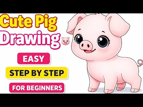 Easy Cute Pig Drawing for Beginners 🐷 | Step by Step Pig Drawing Tutorial 🐷 Easy Drawing for Kids |